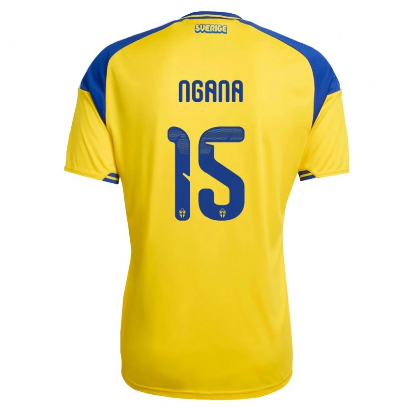 Danxen Niño Camiseta Suecia Warren Ngana #15 Amarillo Azul Blanco 1ª Equipación 26-28 La Camisa