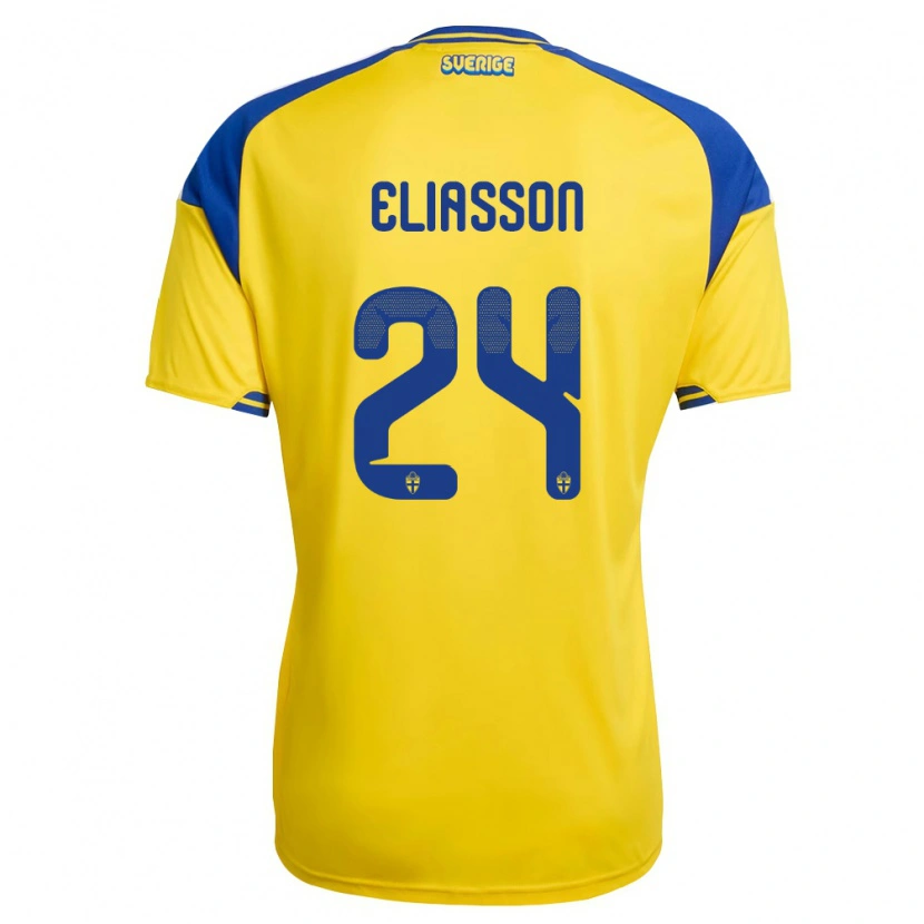 Danxen Niño Camiseta Suecia Niclas Eliasson #24 Amarillo Azul Blanco 1ª Equipación 26-28 La Camisa