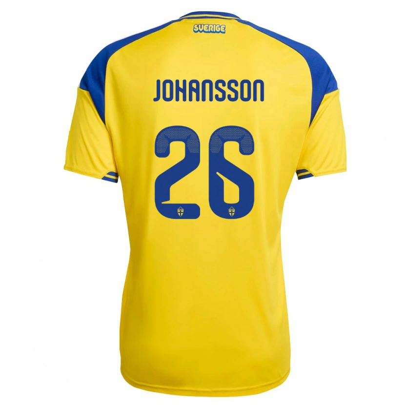 Danxen Niño Camiseta Suecia Herman Johansson #26 Amarillo Azul Blanco 1ª Equipación 26-28 La Camisa