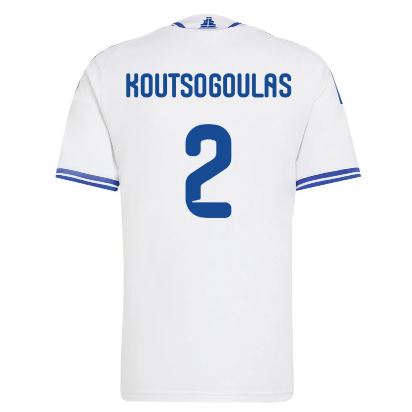 Danxen Niño Camiseta Grecia Athanasios Koutsogoulas #2 Blanco Azul 1ª Equipación 26-28 La Camisa