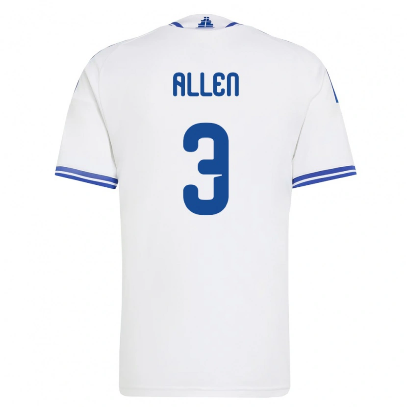 Danxen Niño Camiseta Grecia Noah Allen #3 Blanco Azul 1ª Equipación 26-28 La Camisa