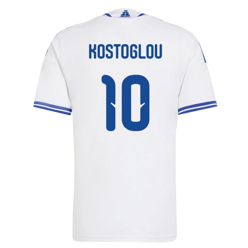 Danxen Niño Camiseta Grecia Christos Kostoglou #10 Blanco Azul 1ª Equipación 26-28 La Camisa