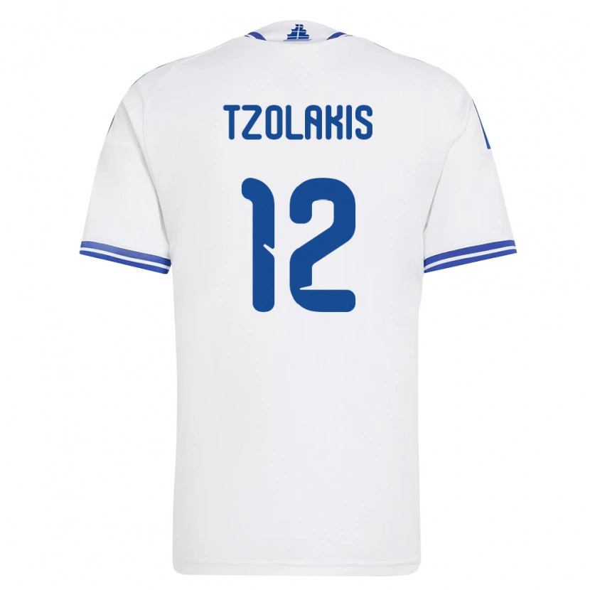Danxen Niño Camiseta Grecia Konstantinos Tzolakis #12 Blanco Azul 1ª Equipación 26-28 La Camisa
