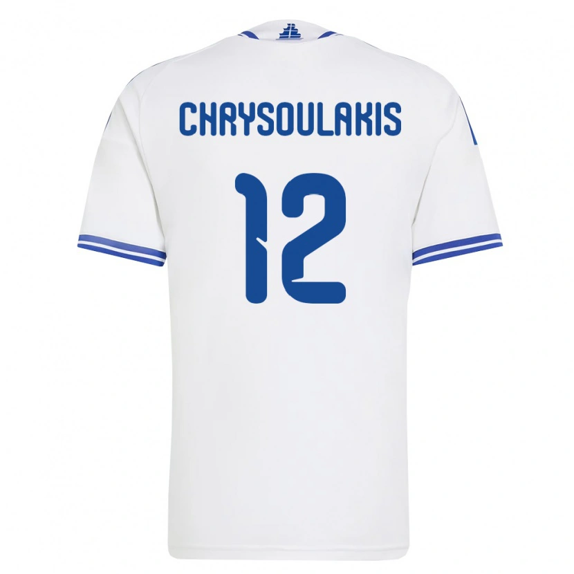 Danxen Niño Camiseta Grecia Giannis Chrysoulakis #12 Blanco Azul 1ª Equipación 26-28 La Camisa