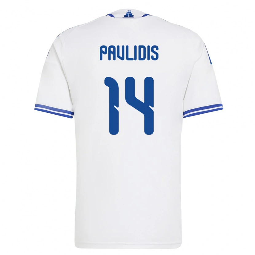 Danxen Niño Camiseta Grecia Vangelis Pavlidis #14 Blanco Azul 1ª Equipación 26-28 La Camisa