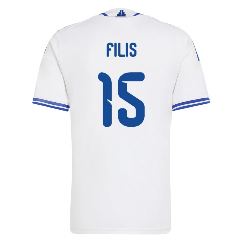 Danxen Niño Camiseta Grecia Christos Filis #15 Blanco Azul 1ª Equipación 26-28 La Camisa