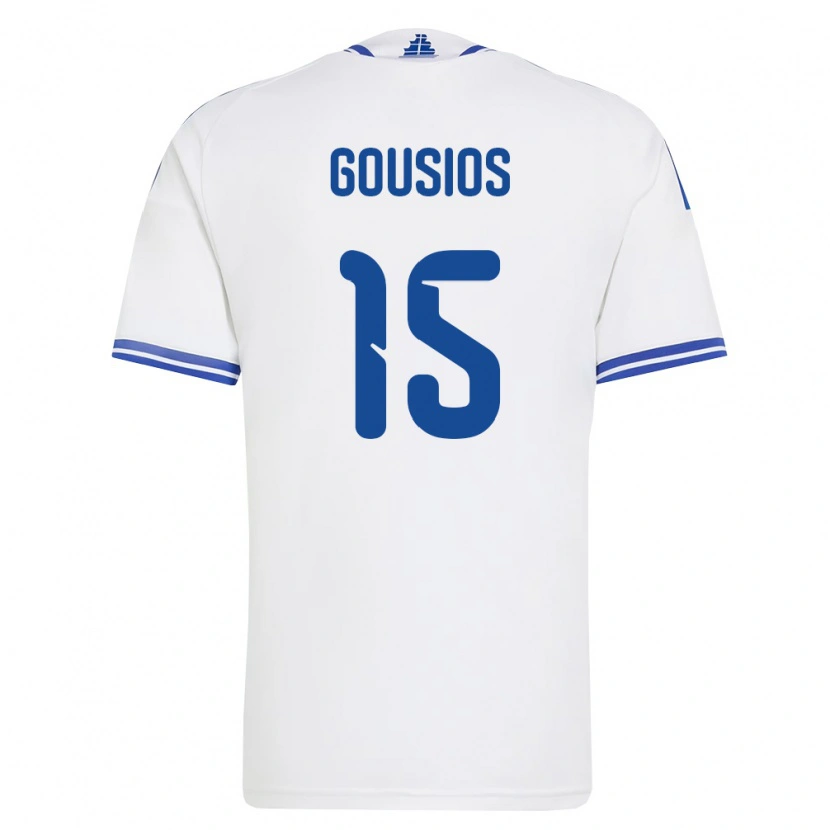 Danxen Niño Camiseta Grecia Georgios Gousios #15 Blanco Azul 1ª Equipación 26-28 La Camisa