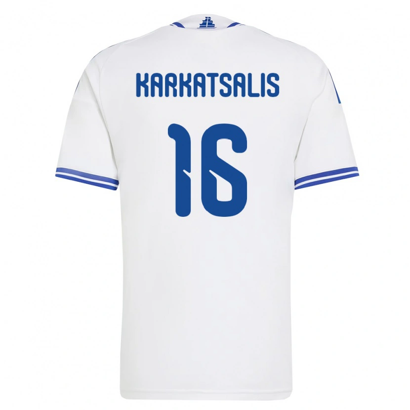 Danxen Niño Camiseta Grecia Vasilios Karkatsalis #16 Blanco Azul 1ª Equipación 26-28 La Camisa