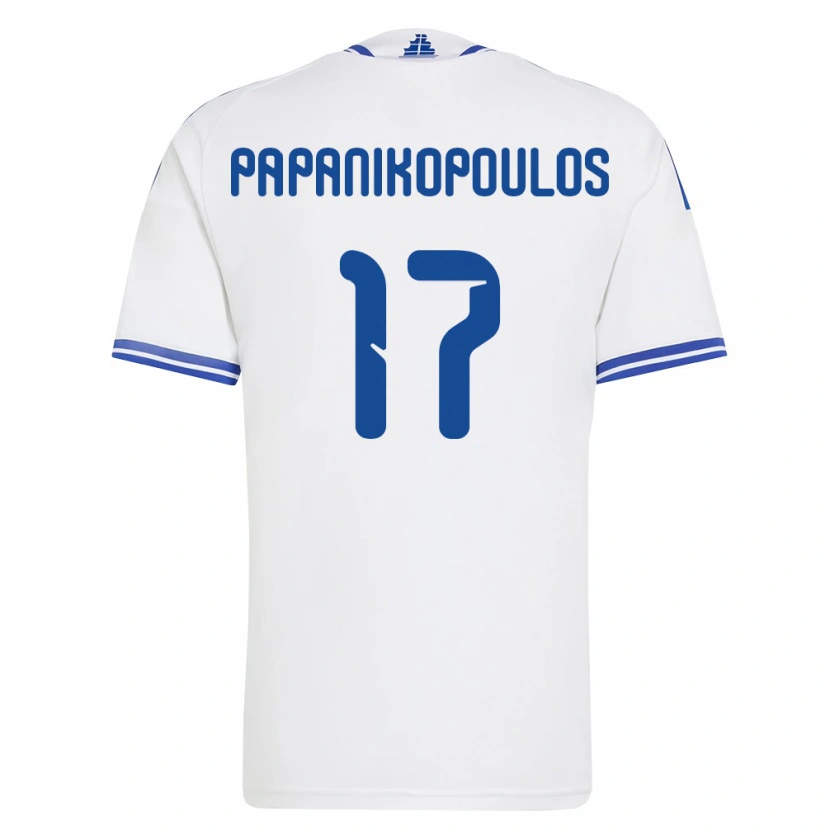 Danxen Niño Camiseta Grecia Athanasios Papanikopoulos #17 Blanco Azul 1ª Equipación 26-28 La Camisa