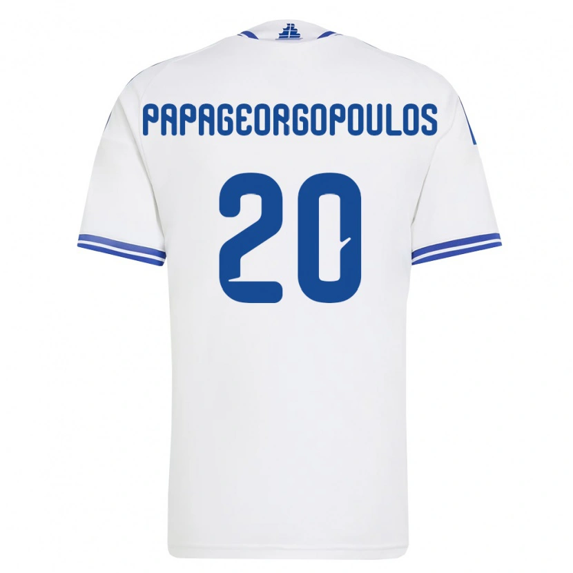 Danxen Niño Camiseta Grecia Dimitrios Papageorgopoulos #20 Blanco Azul 1ª Equipación 26-28 La Camisa
