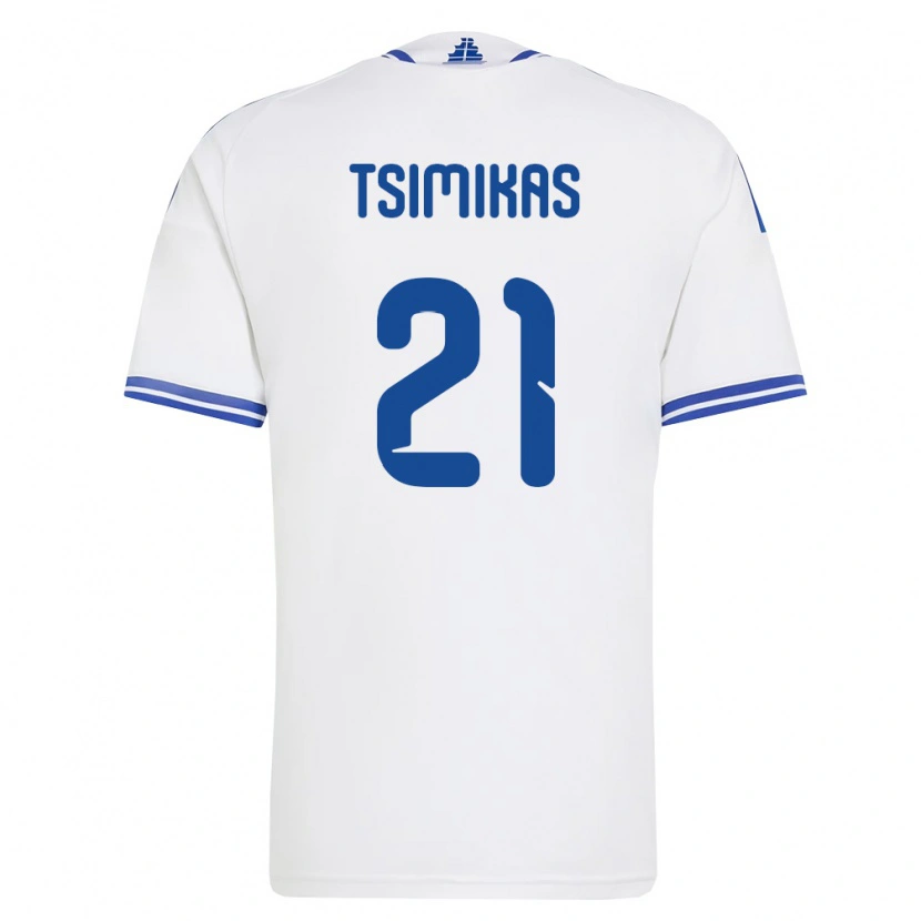 Danxen Niño Camiseta Grecia Konstantinos Tsimikas #21 Blanco Azul 1ª Equipación 26-28 La Camisa