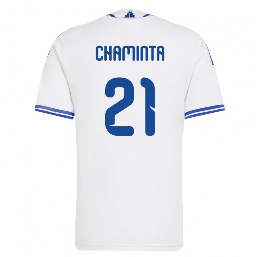 Danxen Niño Camiseta Grecia Angelos Chaminta #21 Blanco Azul 1ª Equipación 26-28 La Camisa