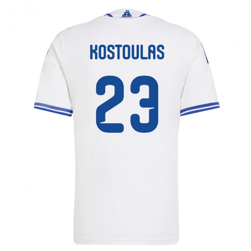 Danxen Niño Camiseta Grecia Konstantinos Kostoulas #23 Blanco Azul 1ª Equipación 26-28 La Camisa