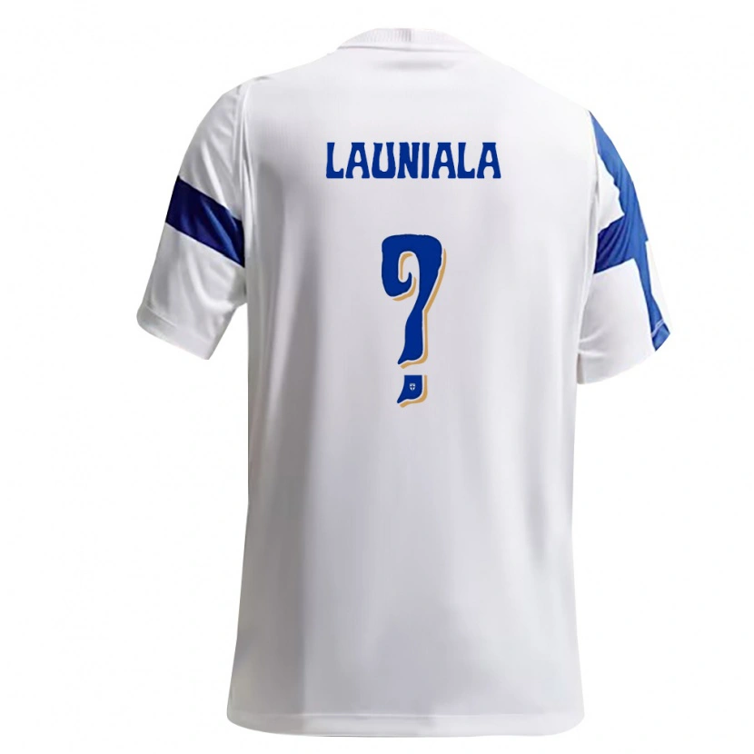 Danxen Niño Camiseta Finlandia Kosmo Launiala #0 Blanco Azul 1ª Equipación 26-28 La Camisa
