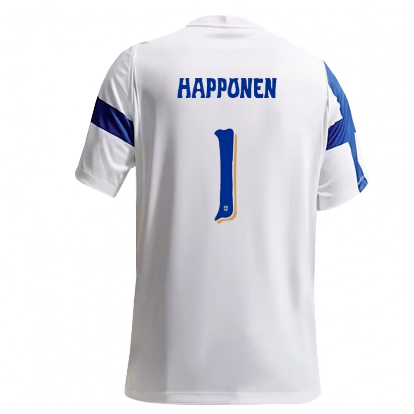 Danxen Niño Camiseta Finlandia Ukko Happonen #1 Blanco Azul 1ª Equipación 26-28 La Camisa