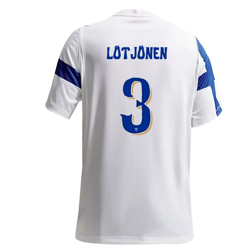 Danxen Niño Camiseta Finlandia Arttu Lötjönen #3 Blanco Azul 1ª Equipación 26-28 La Camisa