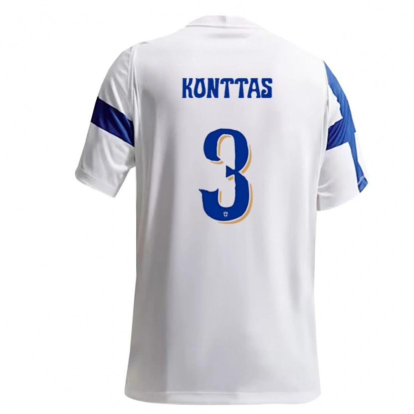 Danxen Niño Camiseta Finlandia Valo Konttas #3 Blanco Azul 1ª Equipación 26-28 La Camisa