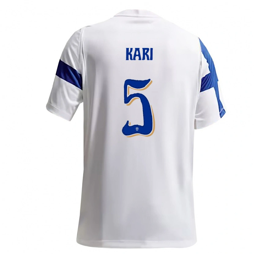 Danxen Niño Camiseta Finlandia Jere Kari #5 Blanco Azul 1ª Equipación 26-28 La Camisa