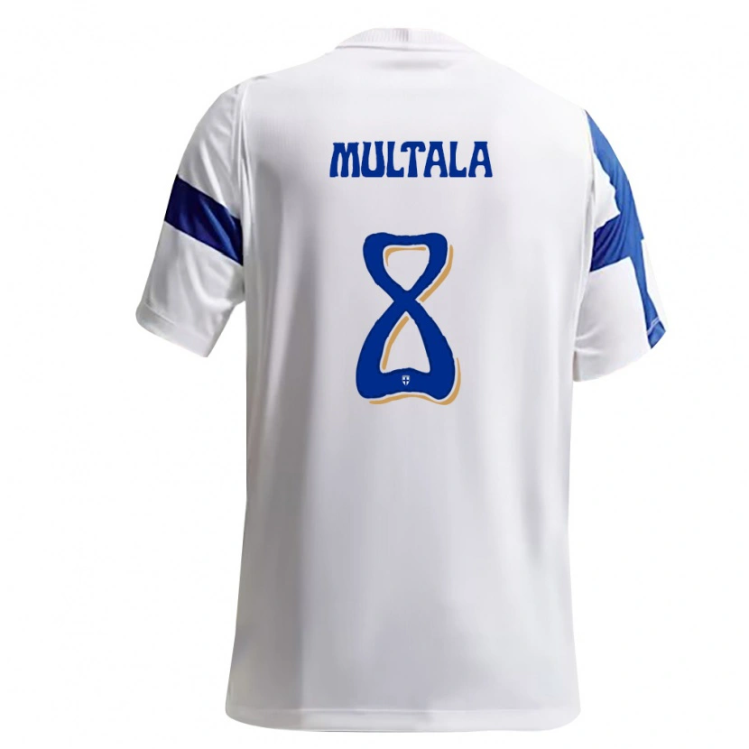 Danxen Niño Camiseta Finlandia Oskari Multala #8 Blanco Azul 1ª Equipación 26-28 La Camisa