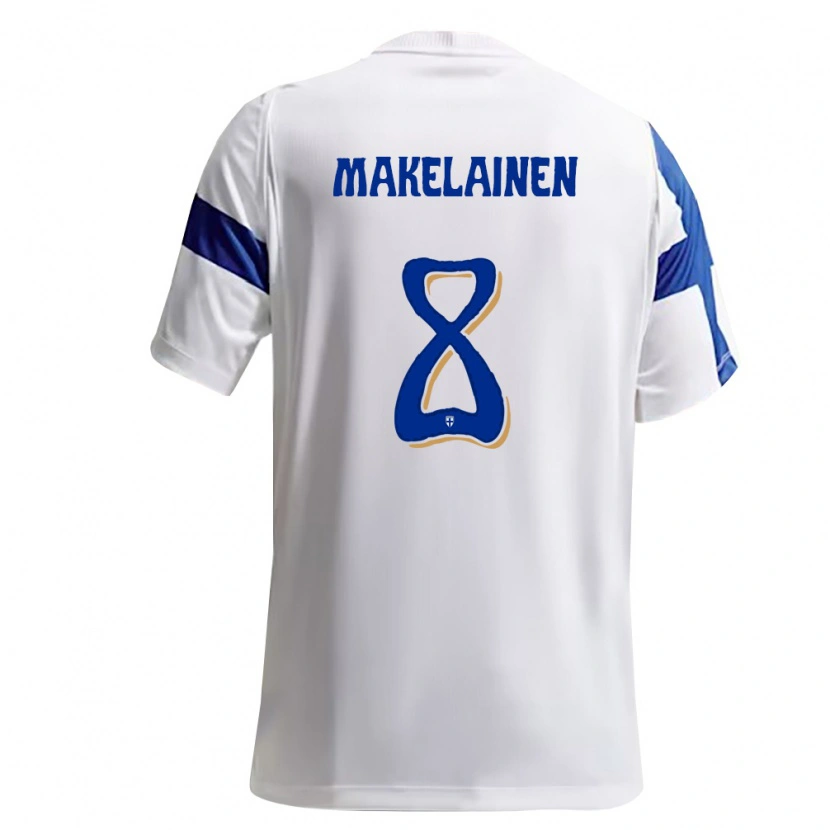 Danxen Niño Camiseta Finlandia Juuso Mäkeläinen #8 Blanco Azul 1ª Equipación 26-28 La Camisa