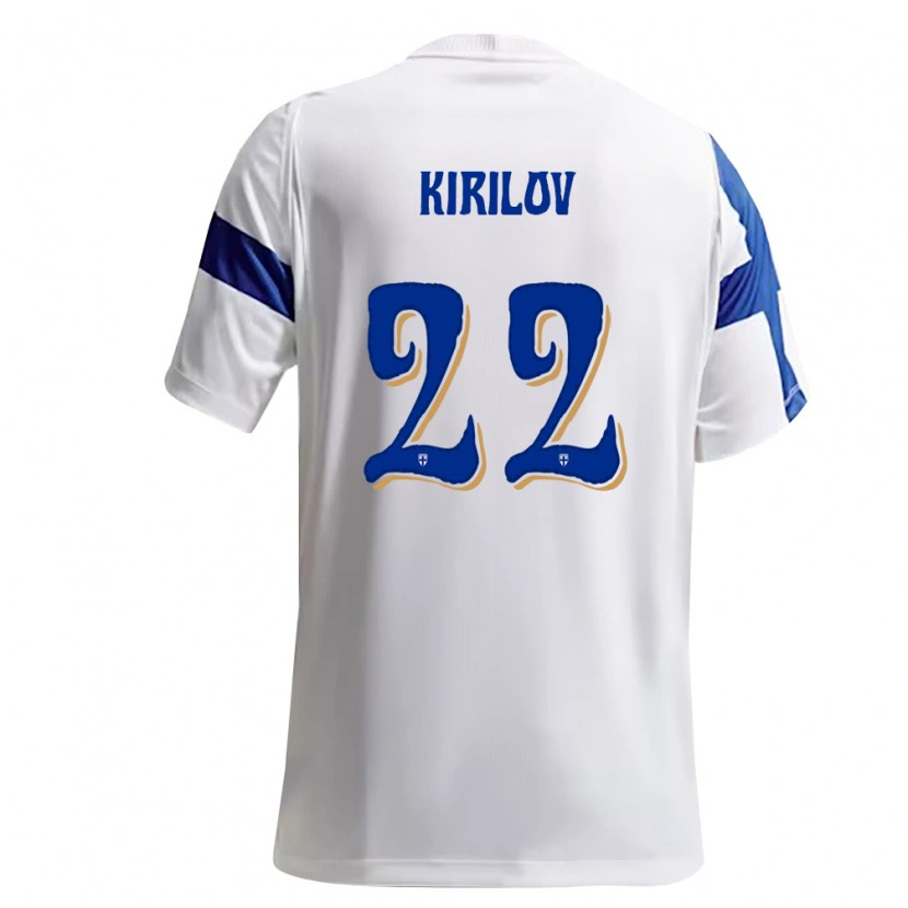 Danxen Niño Camiseta Finlandia Martin Kirilov #22 Blanco Azul 1ª Equipación 26-28 La Camisa