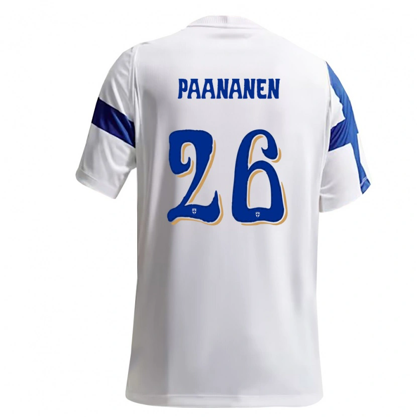 Danxen Niño Camiseta Finlandia Kasper Paananen #26 Blanco Azul 1ª Equipación 26-28 La Camisa