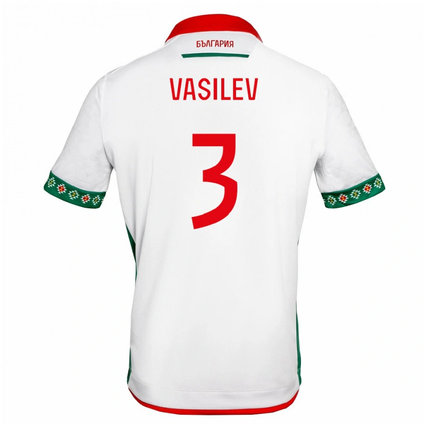 Danxen Niño Camiseta Bulgaria Simeon Vasilev #3 Blanco Verde Rojo 1ª Equipación 26-28 La Camisa