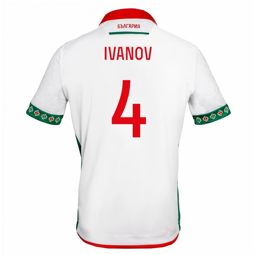 Danxen Niño Camiseta Bulgaria Viktor Ivanov #4 Blanco Verde Rojo 1ª Equipación 26-28 La Camisa