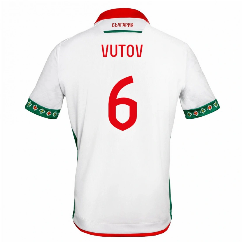 Danxen Niño Camiseta Bulgaria Aleksandar Vutov #6 Blanco Verde Rojo 1ª Equipación 26-28 La Camisa
