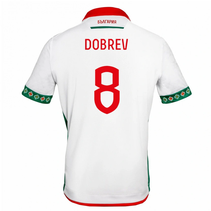 Danxen Niño Camiseta Bulgaria Viktor Dobrev #8 Blanco Verde Rojo 1ª Equipación 26-28 La Camisa
