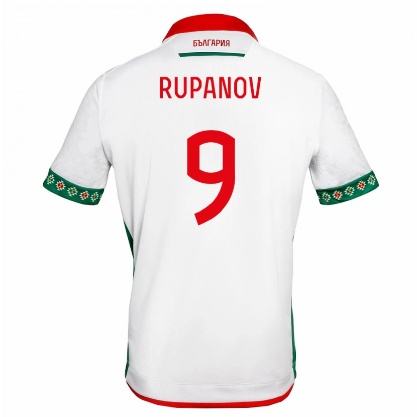 Danxen Niño Camiseta Bulgaria Borislav Rupanov #9 Blanco Verde Rojo 1ª Equipación 26-28 La Camisa