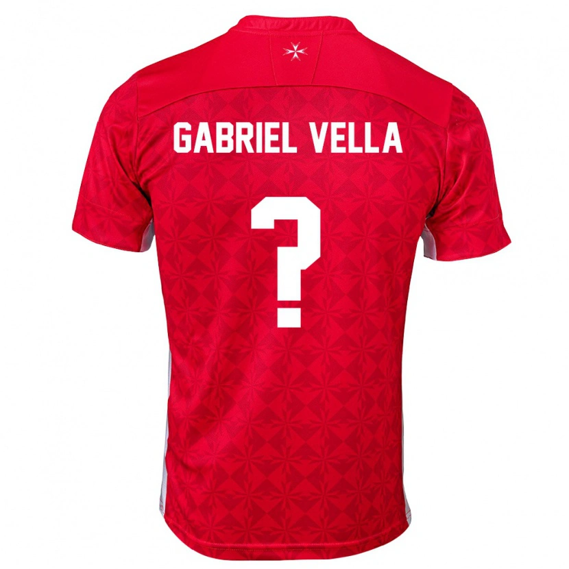 Danxen Niño Camiseta Malta Gabriel Vella #0 Rojo Blanco 1ª Equipación 26-28 La Camisa
