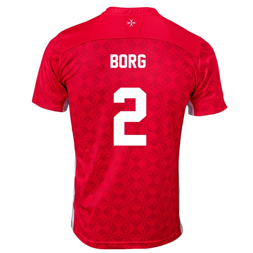 Danxen Niño Camiseta Malta Jean Borg #2 Rojo Blanco 1ª Equipación 26-28 La Camisa