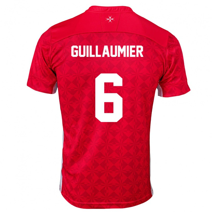 Danxen Niño Camiseta Malta Matthew Guillaumier #6 Rojo Blanco 1ª Equipación 26-28 La Camisa