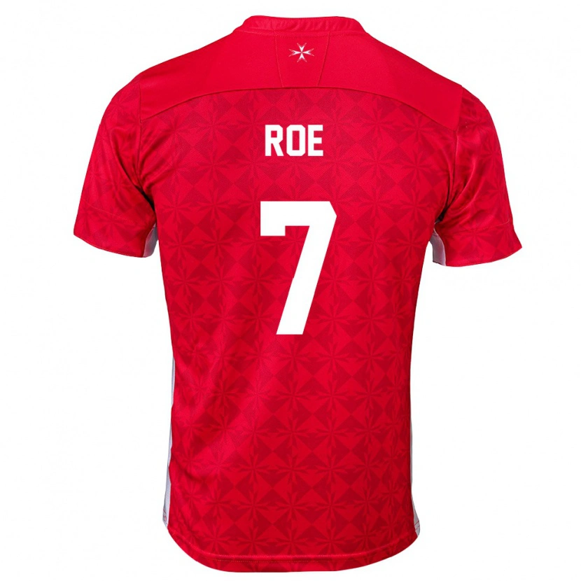 Danxen Niño Camiseta Malta Jayden Roe #7 Rojo Blanco 1ª Equipación 26-28 La Camisa
