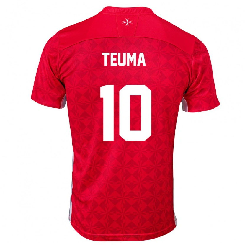 Danxen Niño Camiseta Malta Teddy Teuma #10 Rojo Blanco 1ª Equipación 26-28 La Camisa