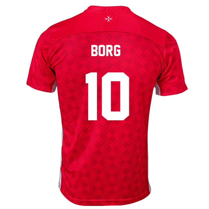Danxen Niño Camiseta Malta Jake Borg #10 Rojo Blanco 1ª Equipación 26-28 La Camisa