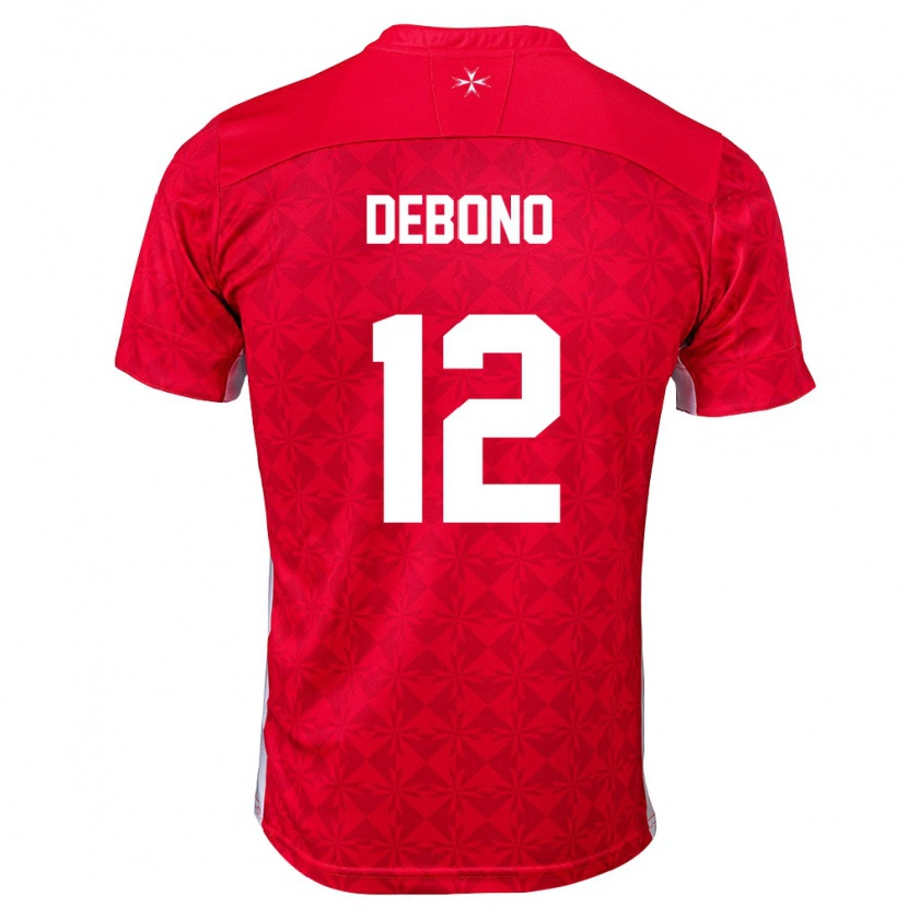 Danxen Niño Camiseta Malta Matthias Debono #12 Rojo Blanco 1ª Equipación 26-28 La Camisa