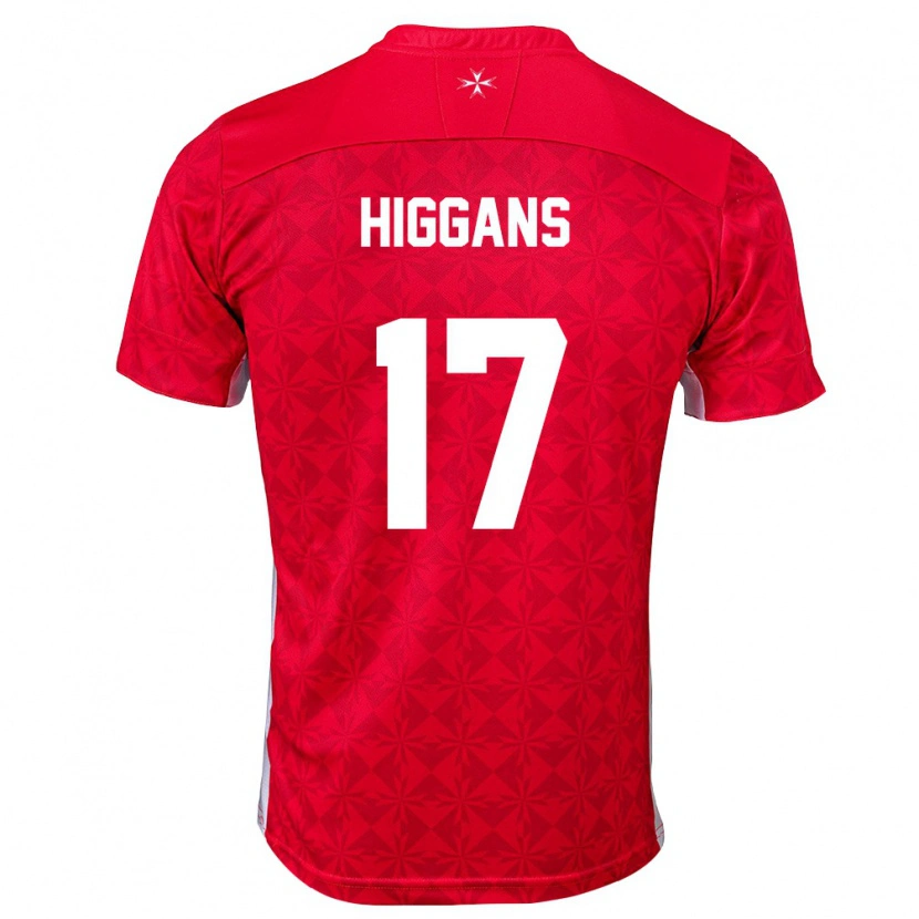 Danxen Niño Camiseta Malta Matthew Higgans #17 Rojo Blanco 1ª Equipación 26-28 La Camisa