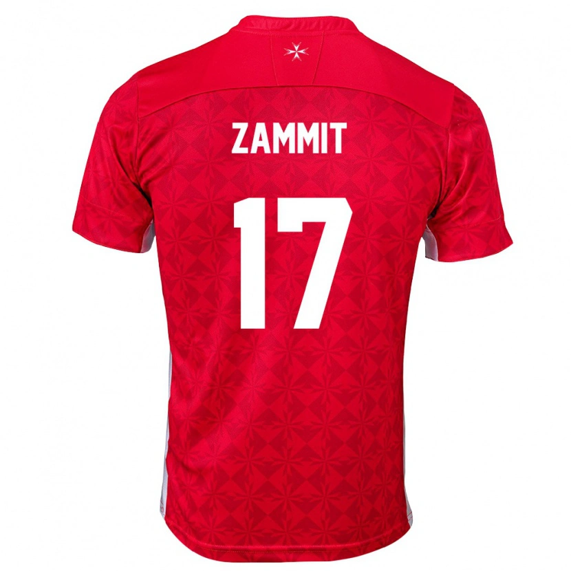 Danxen Niño Camiseta Malta Andrea Zammit #17 Rojo Blanco 1ª Equipación 26-28 La Camisa