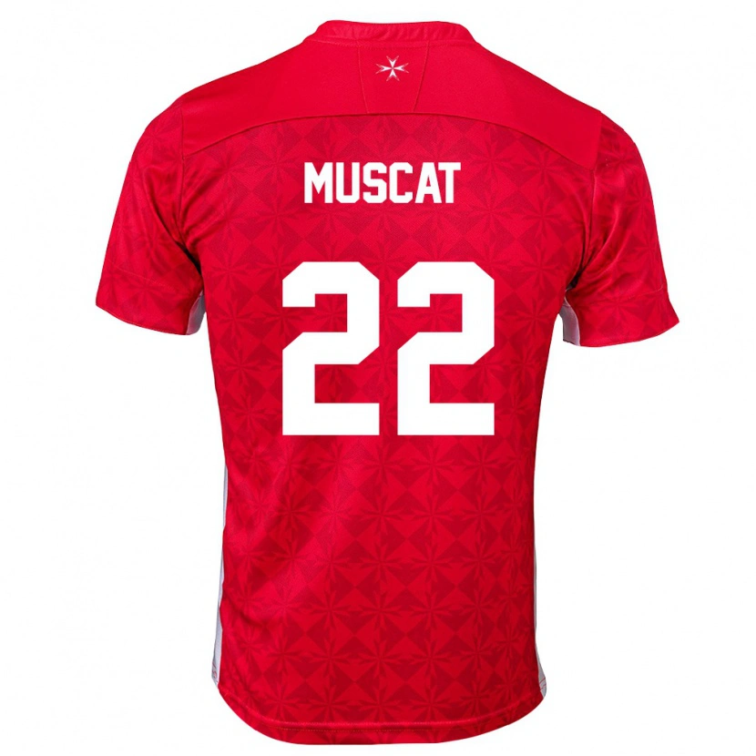 Danxen Niño Camiseta Malta Zach Muscat #22 Rojo Blanco 1ª Equipación 26-28 La Camisa