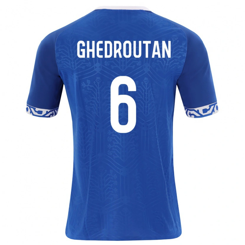 Danxen Niño Camiseta Moldavia Cristian Ghedrouțan #6 Azul Real Blanco 1ª Equipación 26-28 La Camisa