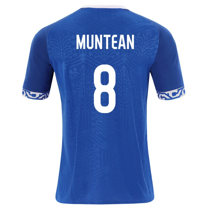 Danxen Niño Camiseta Moldavia Alexandru Muntean #8 Azul Real Blanco 1ª Equipación 26-28 La Camisa
