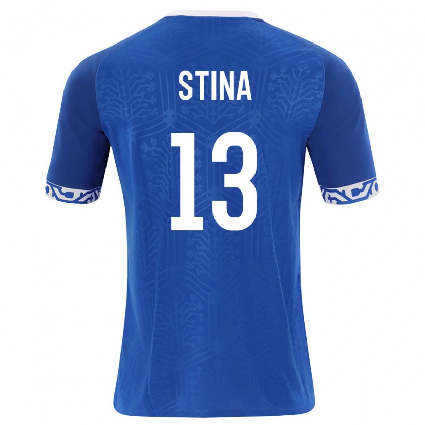 Danxen Niño Camiseta Moldavia Victor Stina #13 Azul Real Blanco 1ª Equipación 26-28 La Camisa
