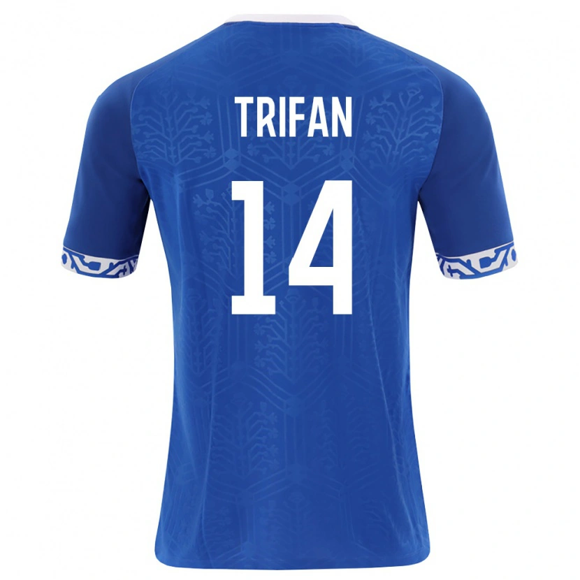 Danxen Niño Camiseta Moldavia Stelian Trifan #14 Azul Real Blanco 1ª Equipación 26-28 La Camisa