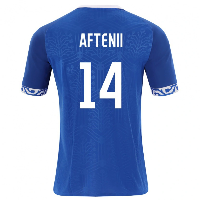 Danxen Niño Camiseta Moldavia Artiom Aftenii #14 Azul Real Blanco 1ª Equipación 26-28 La Camisa