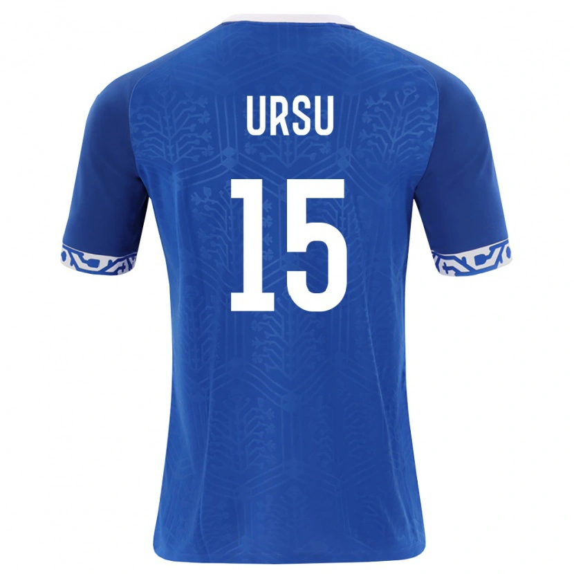 Danxen Niño Camiseta Moldavia Alexandru Ursu #15 Azul Real Blanco 1ª Equipación 26-28 La Camisa