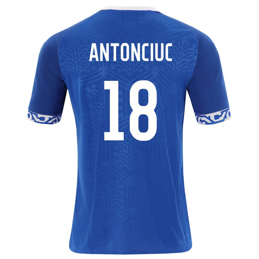 Danxen Niño Camiseta Moldavia Cristian Antonciuc #18 Azul Real Blanco 1ª Equipación 26-28 La Camisa