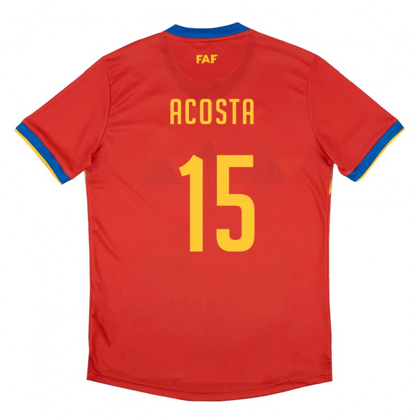 Danxen Niño Camiseta Andorra Guillem Acosta #15 Rojo Azul Amarillo 1ª Equipación 26-28 La Camisa