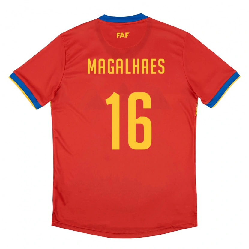 Danxen Niño Camiseta Andorra Lucas Magalhaes #16 Rojo Azul Amarillo 1ª Equipación 26-28 La Camisa